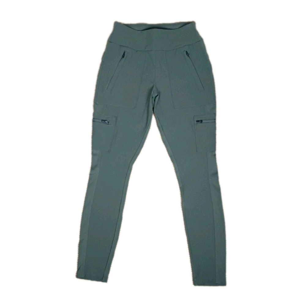 ATHLETA Leggings Woman's Sz 0 Headlands Hybrid Cargo Tight Green Zip Pockets